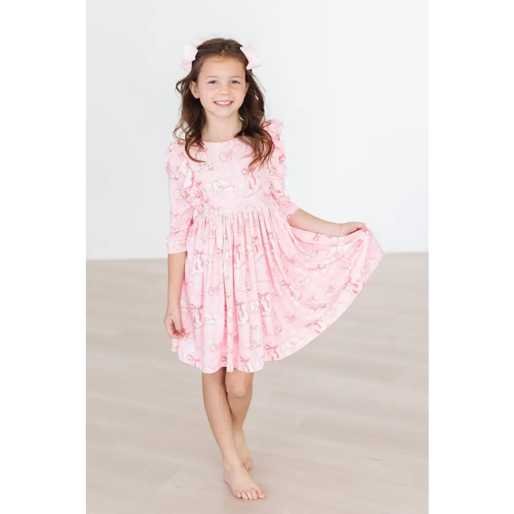 Howdy 3/4 Sleeve Ruffle Twirl Dress - Mila & Rose ®