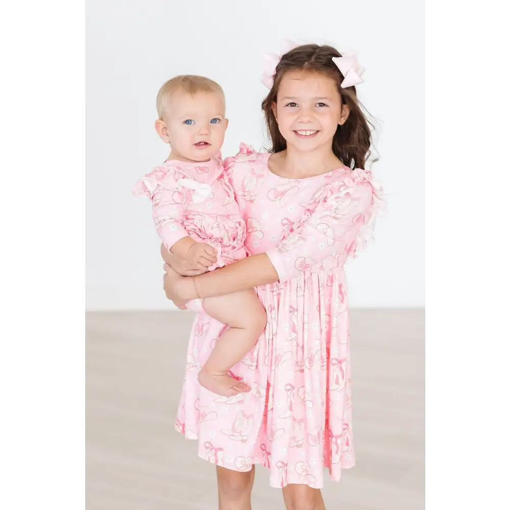 Howdy 3/4 Sleeve Ruffle Twirl Dress - Mila & Rose ®