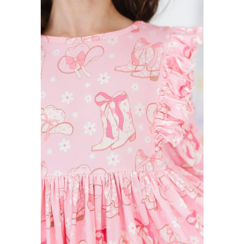 Howdy 3/4 Sleeve Ruffle Twirl Dress - Mila & Rose ®