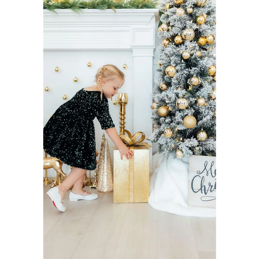 Hunter Green Velvet Sequin Dress - Mila & Rose ®