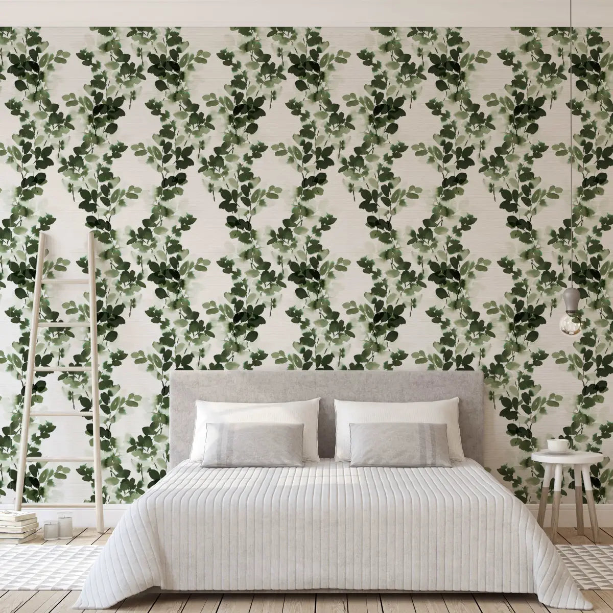 Hunter Wallpaper - Green Watercolor Leaves - Loomwell Home Goods