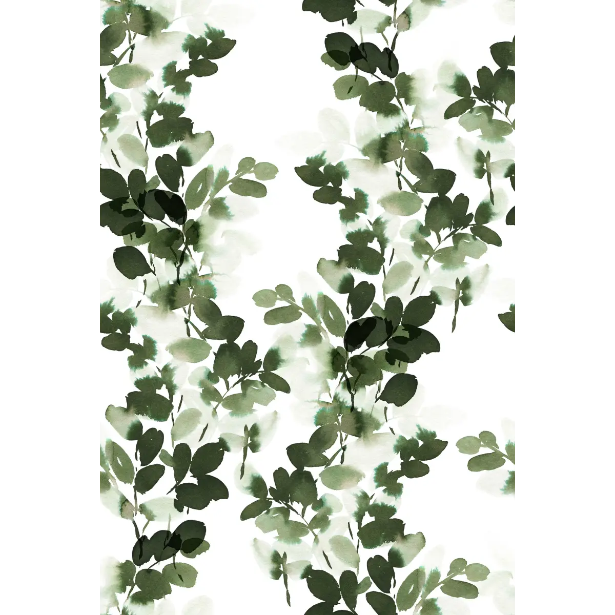 Hunter Wallpaper - Green Watercolor Leaves - Sample 1 foot by 1 foot - Loomwell Home Goods
