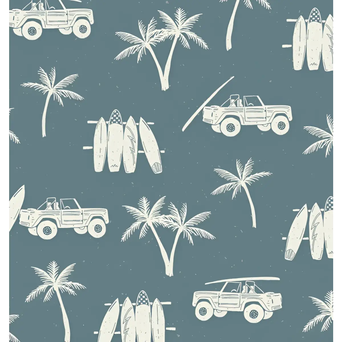 Hurley Wallpaper - Surf Jeep - by CoastL Studio - Sample 1 foot by 1 foot / Dark Blue - Loomwell Home Goods