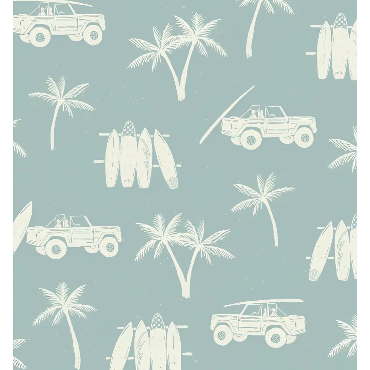 Hurley Wallpaper - Surf Jeep - by CoastL Studio - Sample 1 foot by 1 foot / Light Blue - Loomwell Home Goods