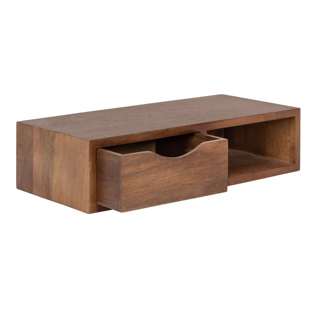 Hutton Floating Side Table with Drawer - Wall Mount - Walnut Brown - kateandlaurel
