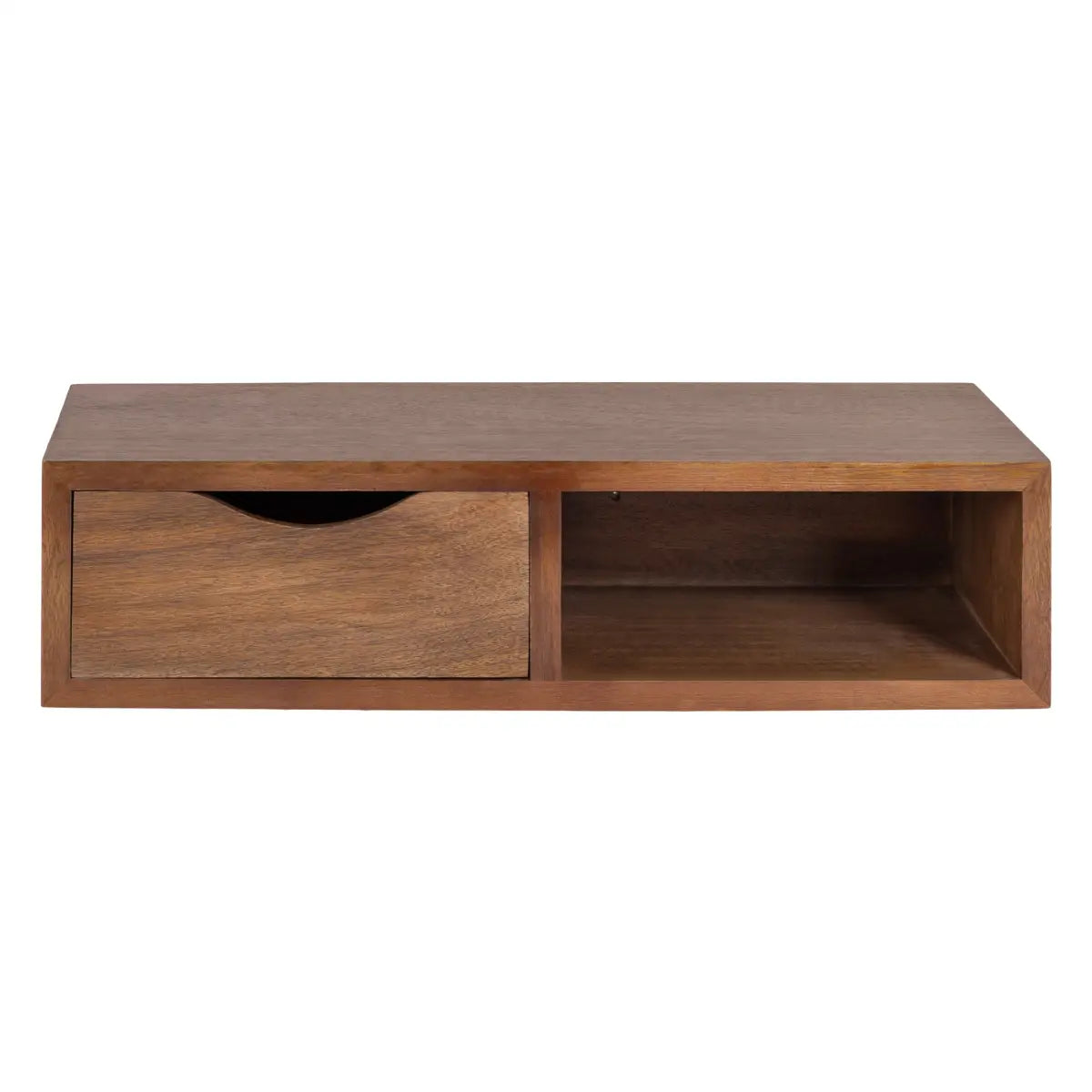 Hutton Floating Side Table with Drawer - Wall Mount - Walnut Brown - kateandlaurel