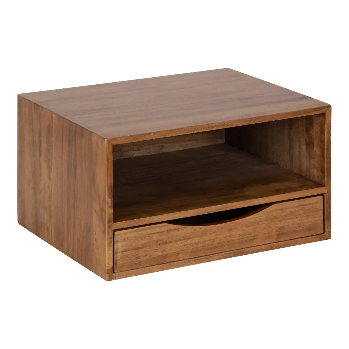Hutton Floating Wall Shelf with Drawer - Rustic Brown - kateandlaurel