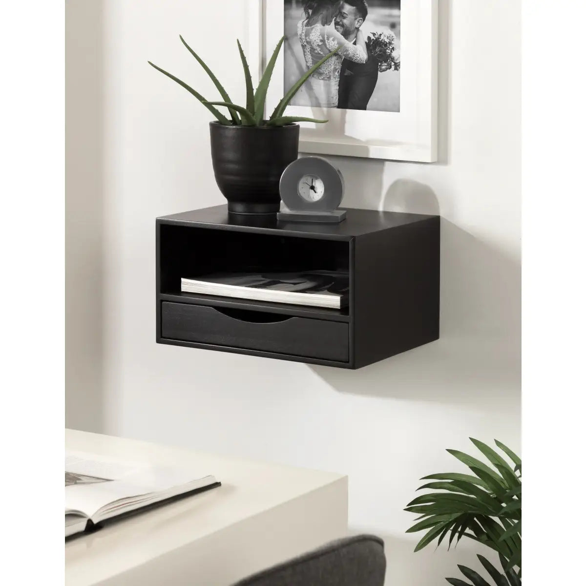 Hutton Floating Wall Shelf with Drawer - kateandlaurel