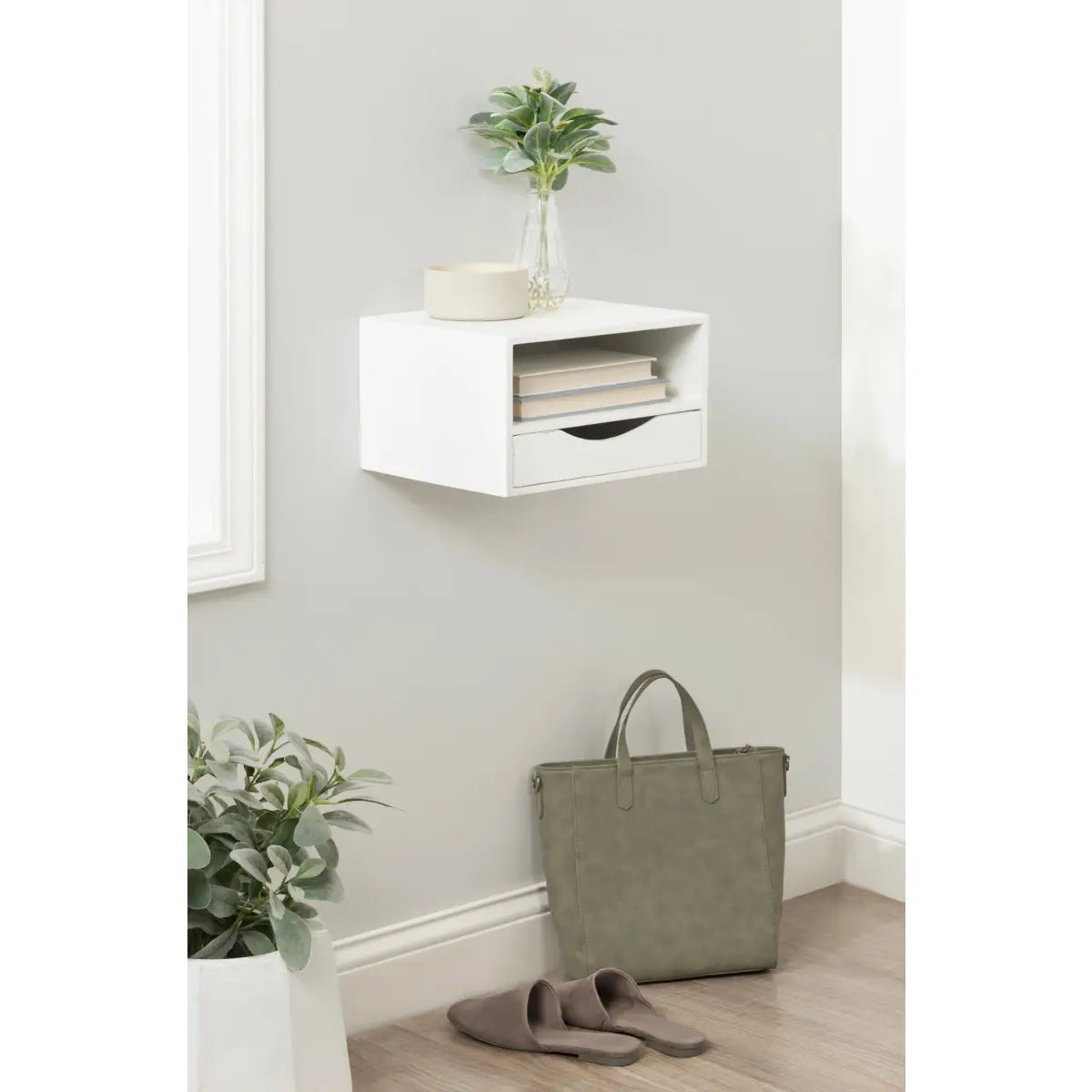 Hutton Floating Wall Shelf with Drawer - kateandlaurel