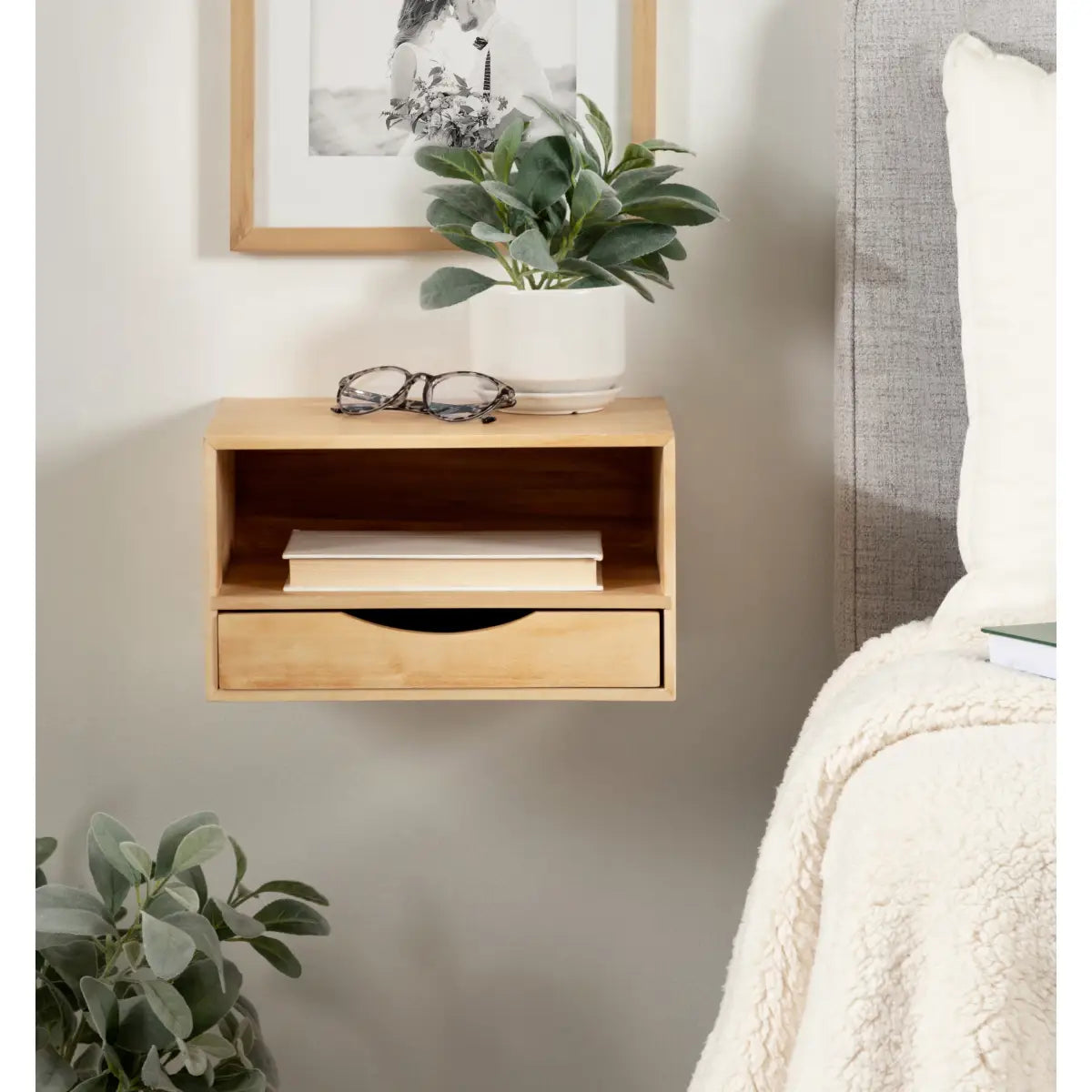 Hutton Floating Wall Shelf with Drawer - kateandlaurel