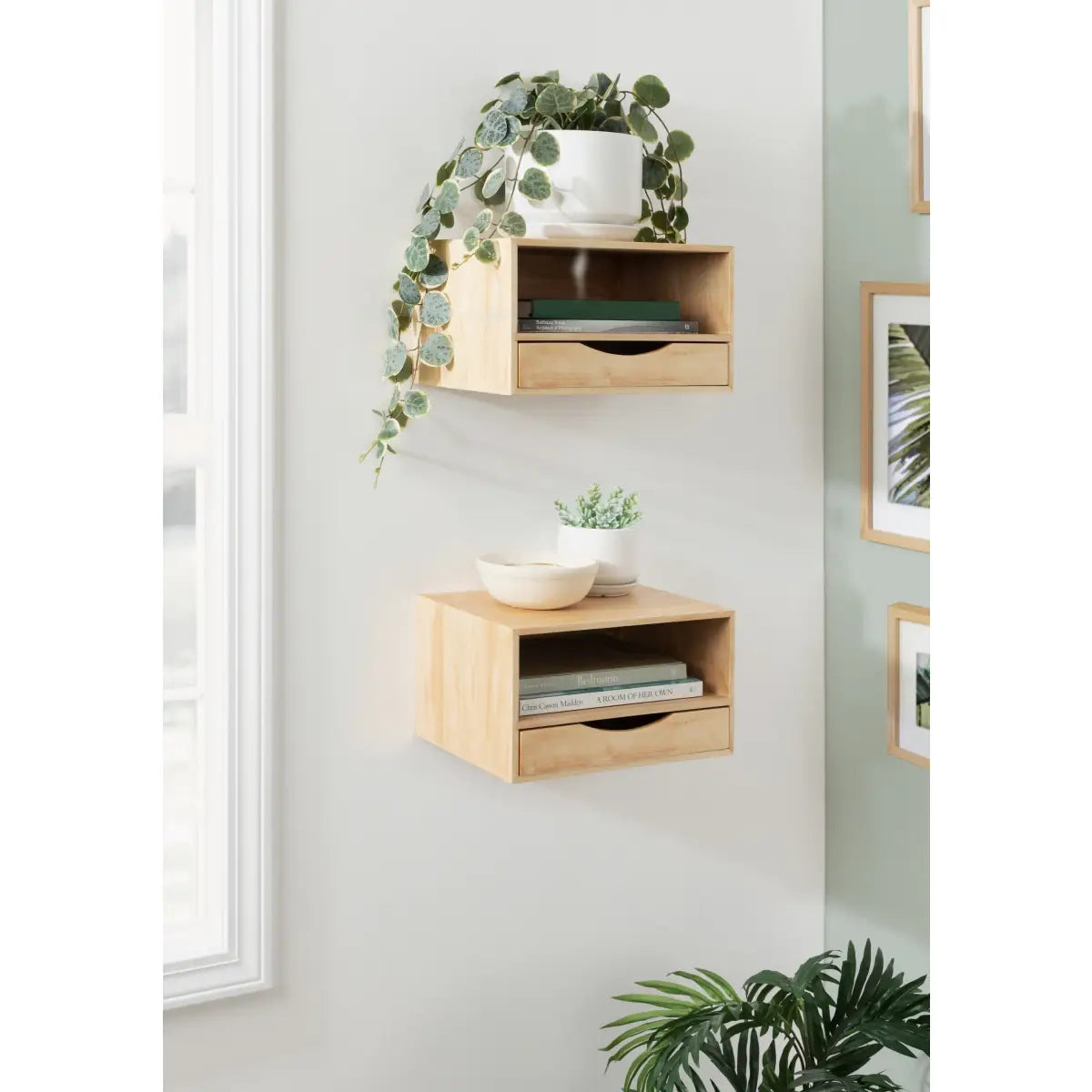 Hutton Floating Wall Shelf with Drawer - kateandlaurel