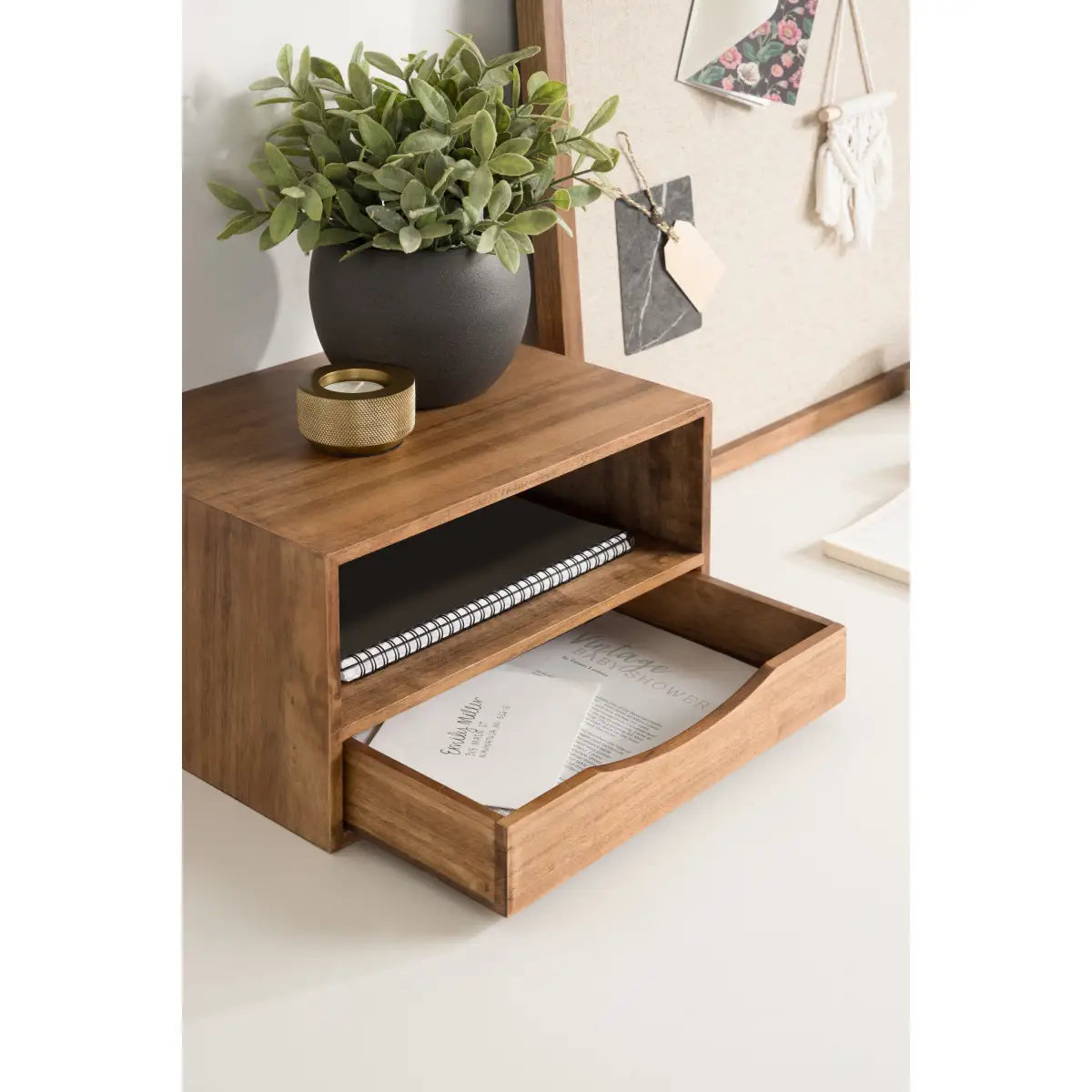 Hutton Floating Wall Shelf with Drawer - kateandlaurel