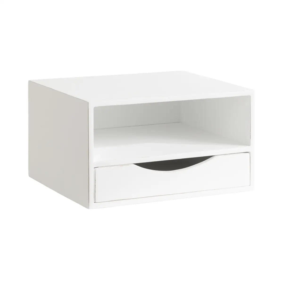 Hutton Floating Wall Shelf with Drawer - White - kateandlaurel