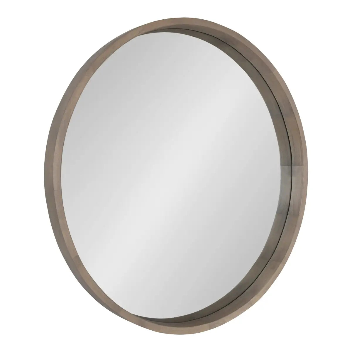 Hutton Round Wood Wall Mirror - Gray / 30’’ Diameter - kateandlaurel