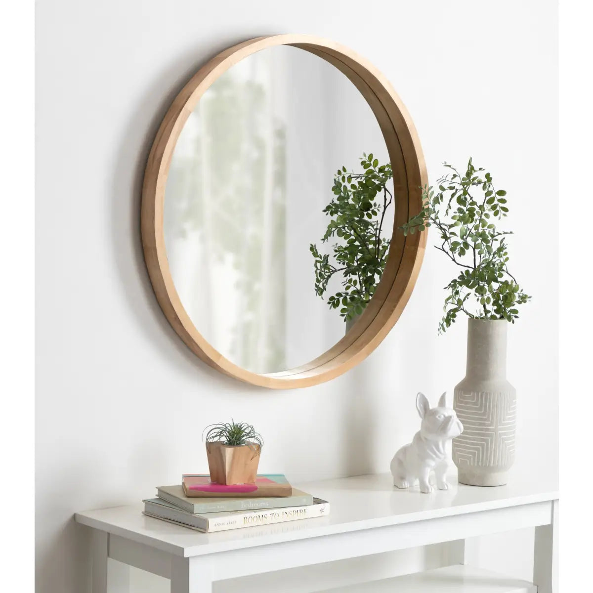 Hutton Round Wood Wall Mirror - kateandlaurel