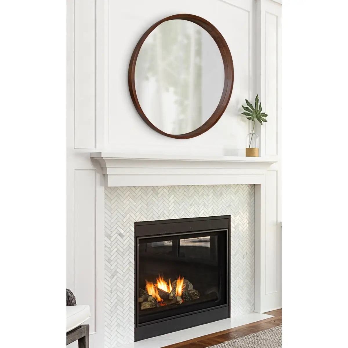 Hutton Round Wood Wall Mirror - kateandlaurel