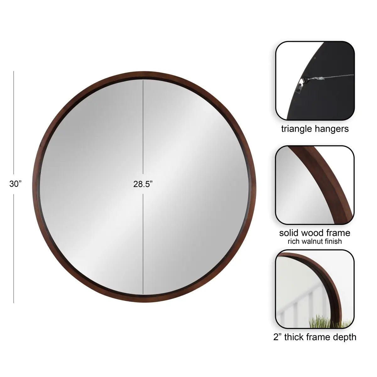 Hutton Round Wood Wall Mirror - kateandlaurel