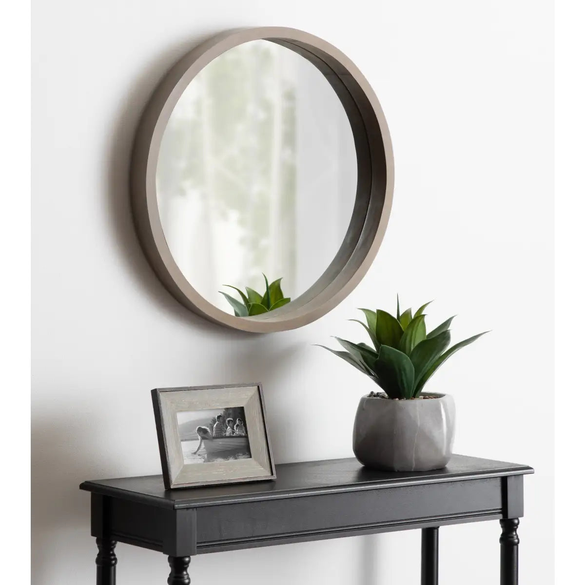 Hutton Round Wood Wall Mirror - kateandlaurel