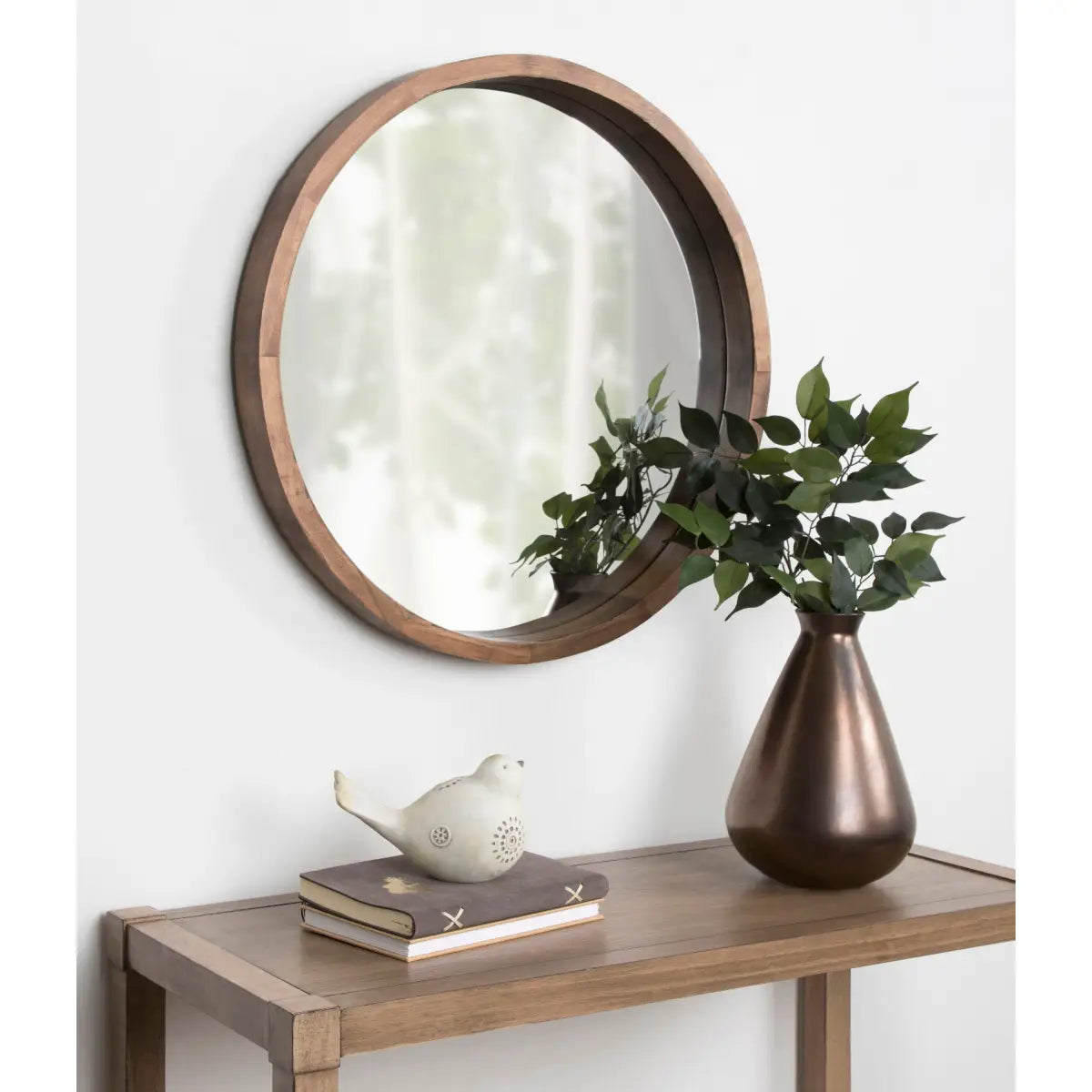 Hutton Round Wood Wall Mirror - kateandlaurel