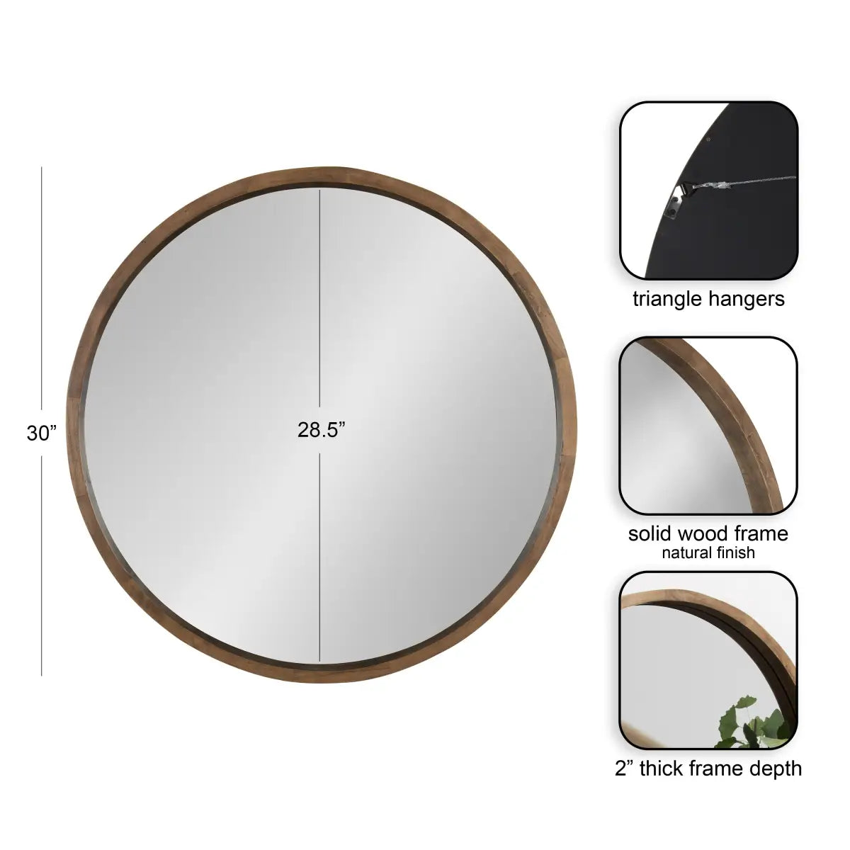 Hutton Round Wood Wall Mirror - kateandlaurel