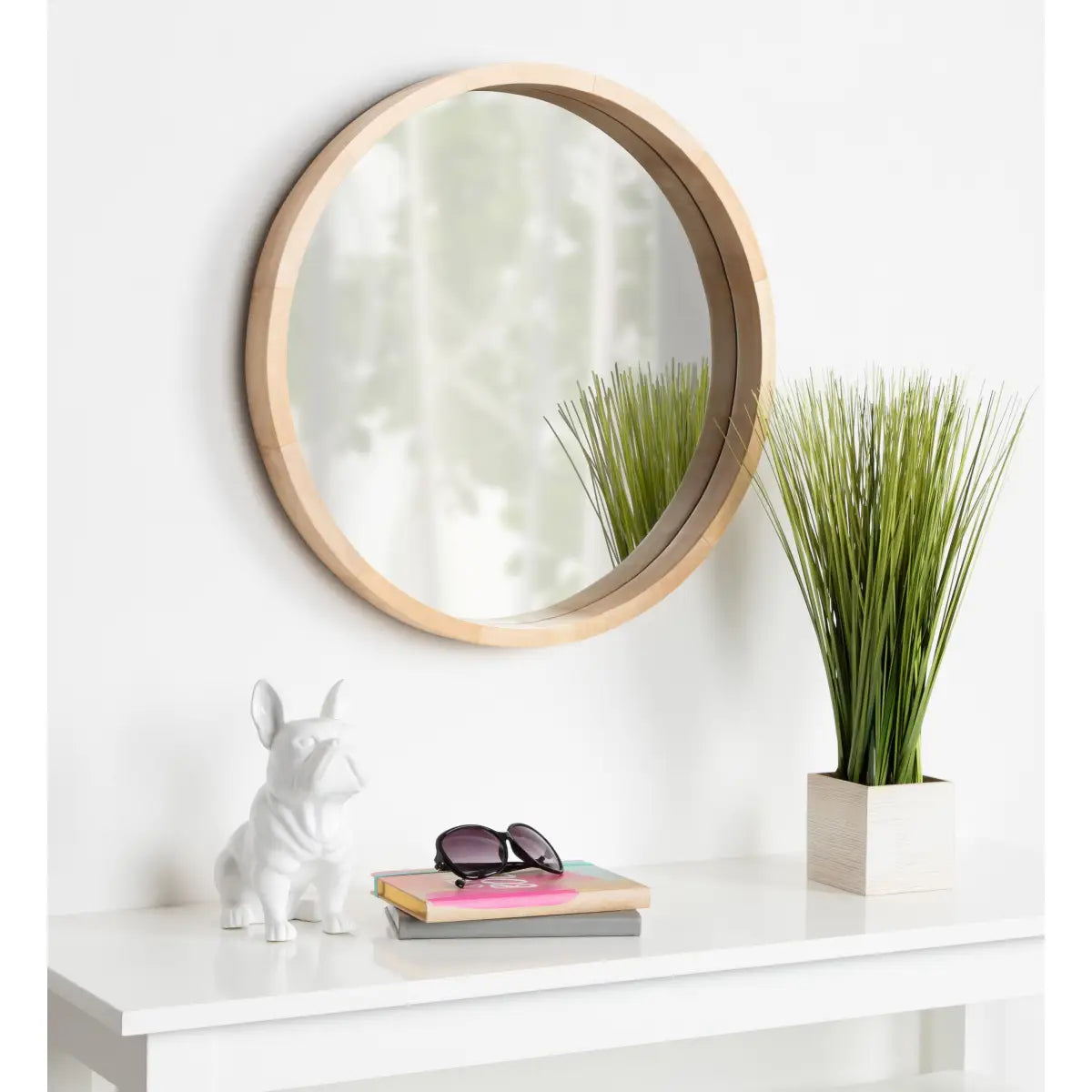 Hutton Round Wood Wall Mirror - kateandlaurel