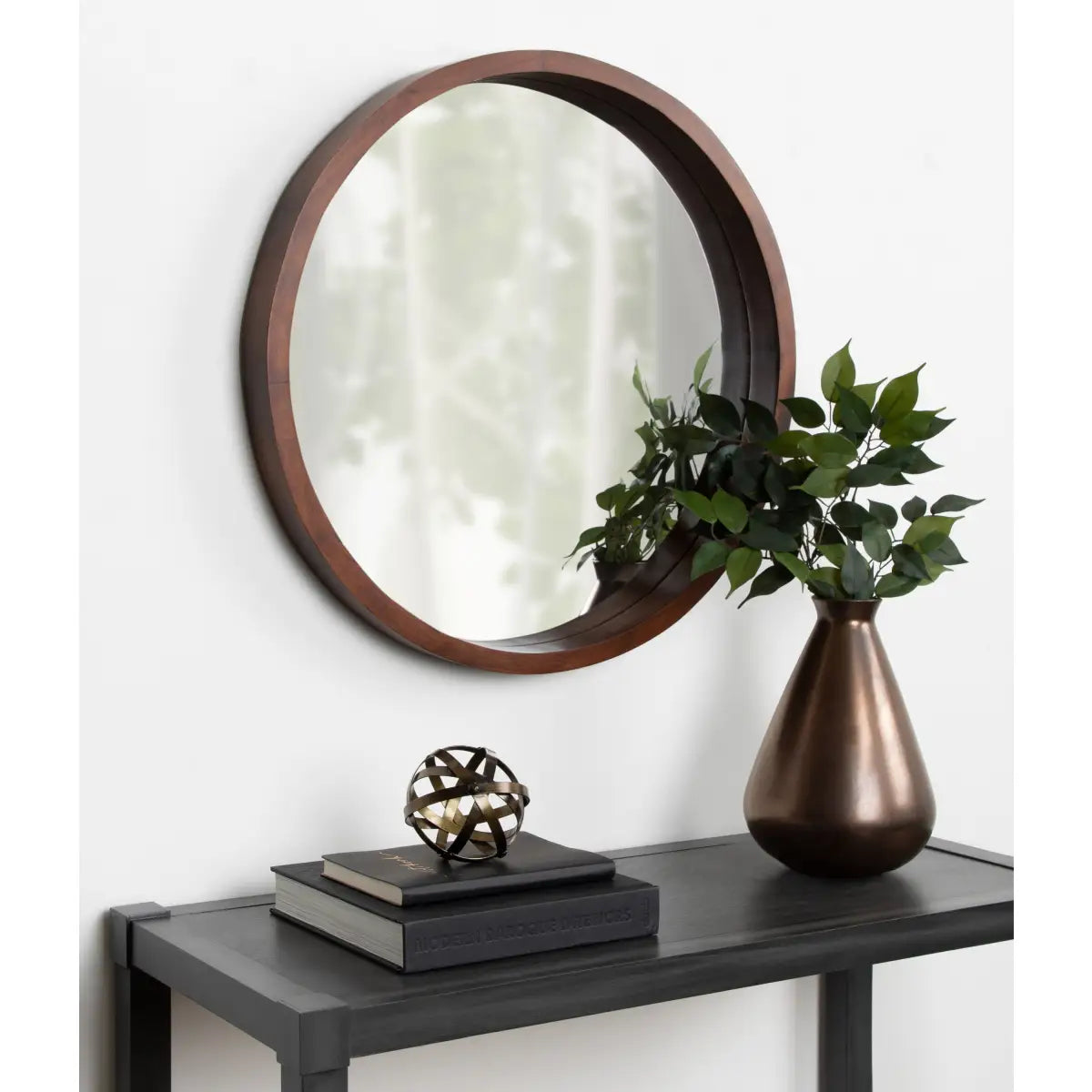 Hutton Round Wood Wall Mirror - kateandlaurel