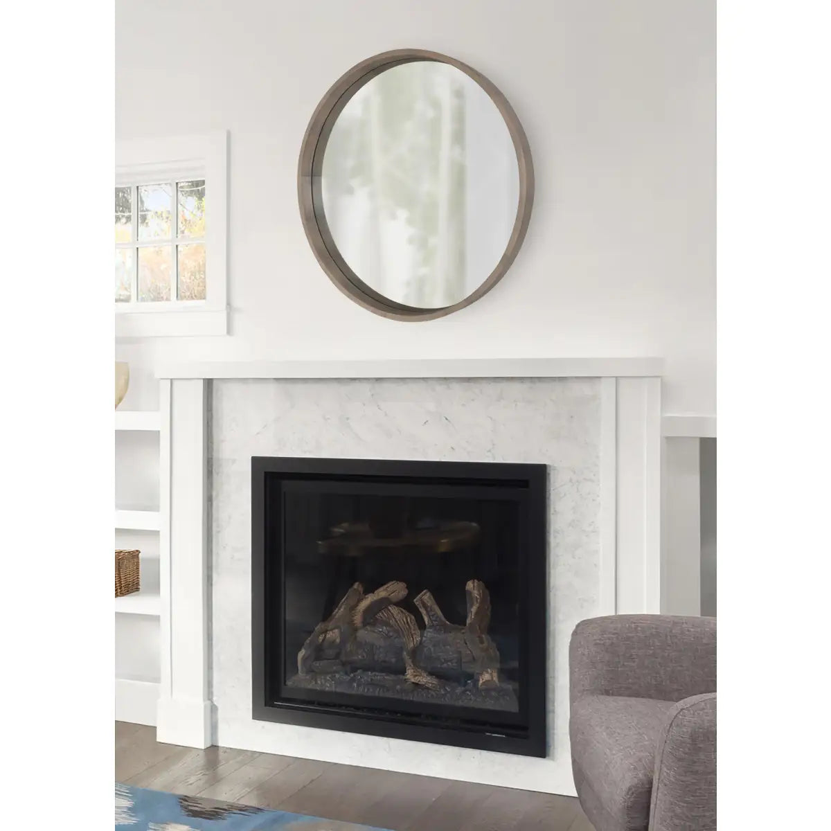 Hutton Round Wood Wall Mirror - kateandlaurel