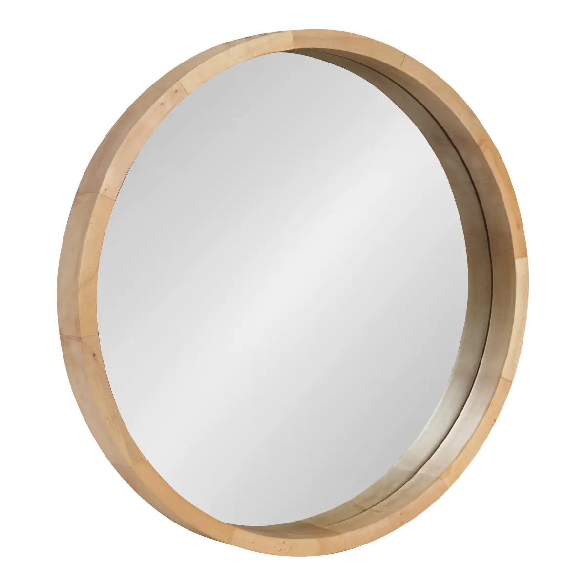 Hutton Round Wood Wall Mirror - Natural / 22’’ Diameter - kateandlaurel
