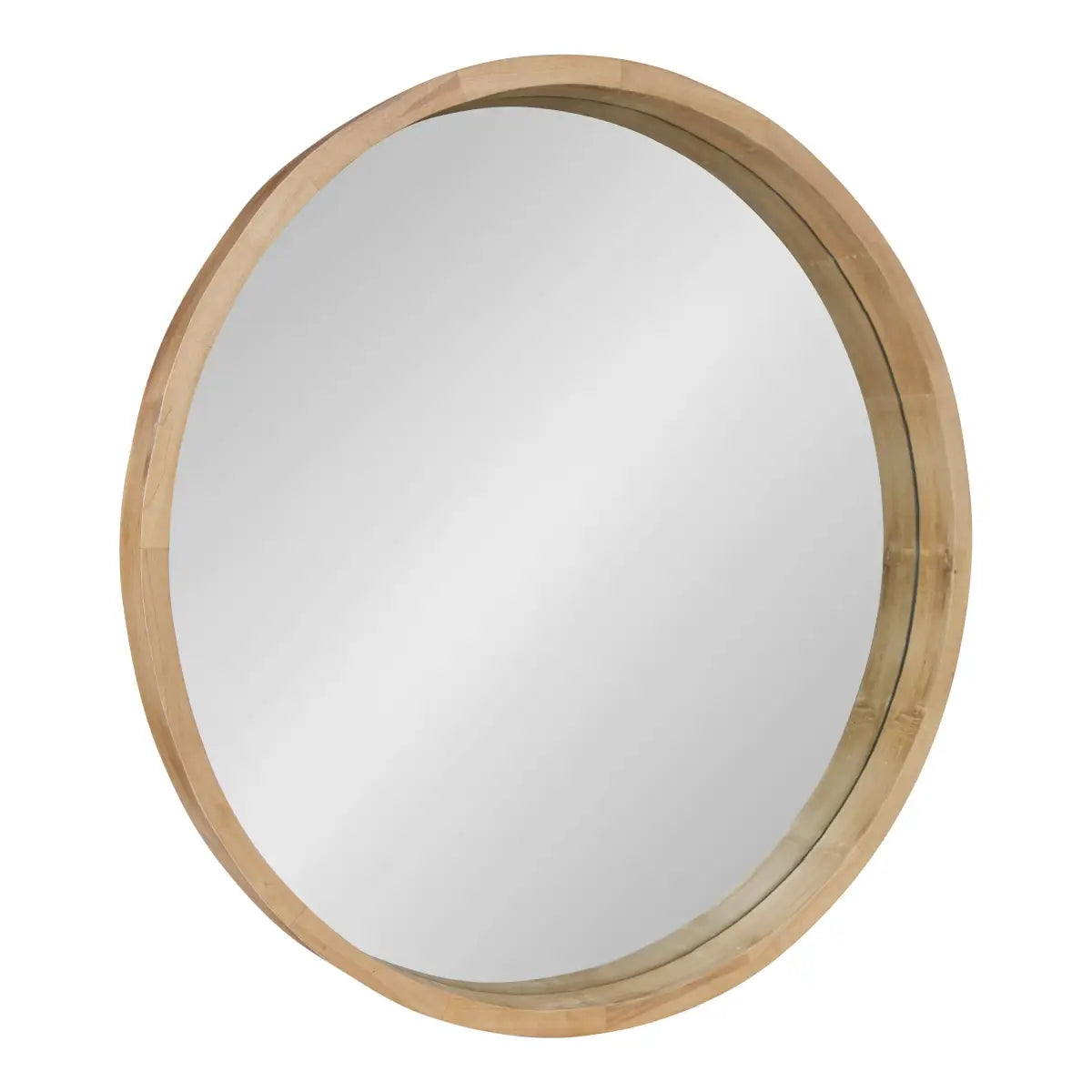 Hutton Round Wood Wall Mirror - Natural / 30’’ Diameter - kateandlaurel