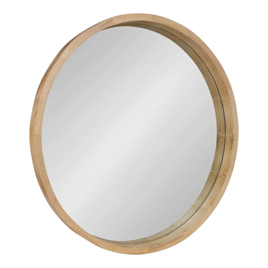 Hutton Round Wood Wall Mirror - Natural / 30’’ Diameter - kateandlaurel