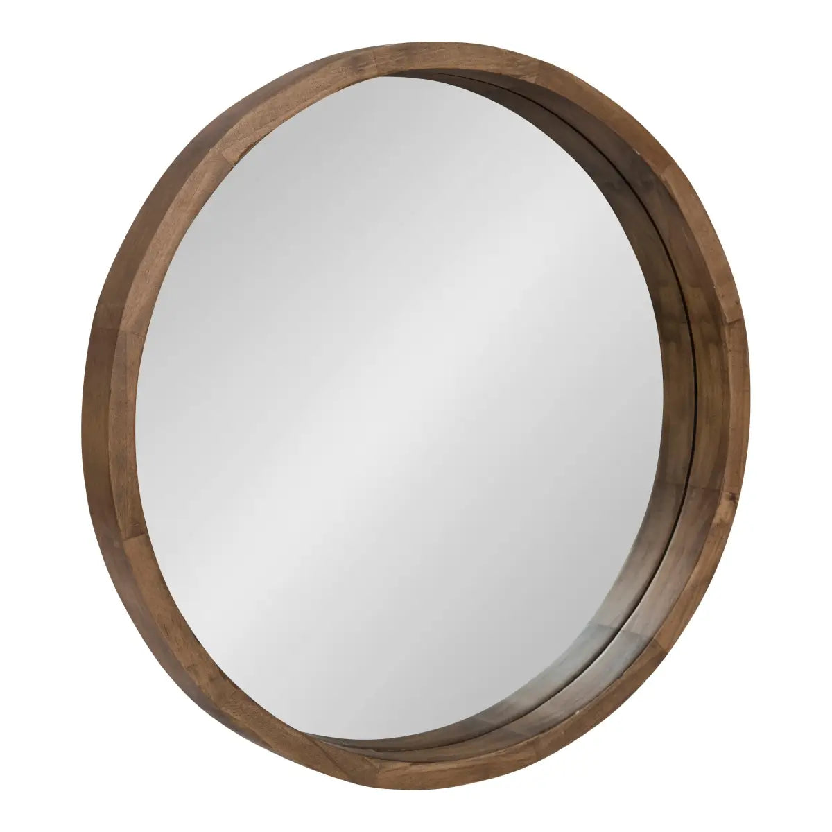 Hutton Round Wood Wall Mirror - Rustic Brown / 22’’ Diameter - kateandlaurel