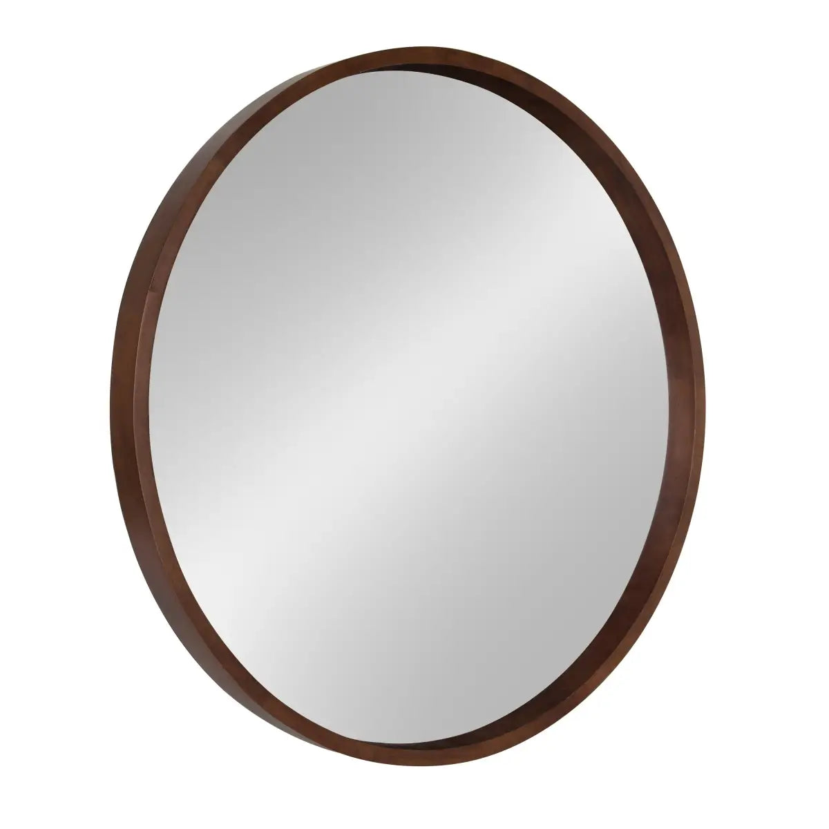 Hutton Round Wood Wall Mirror - Walnut Brown / 30’’ Diameter - kateandlaurel