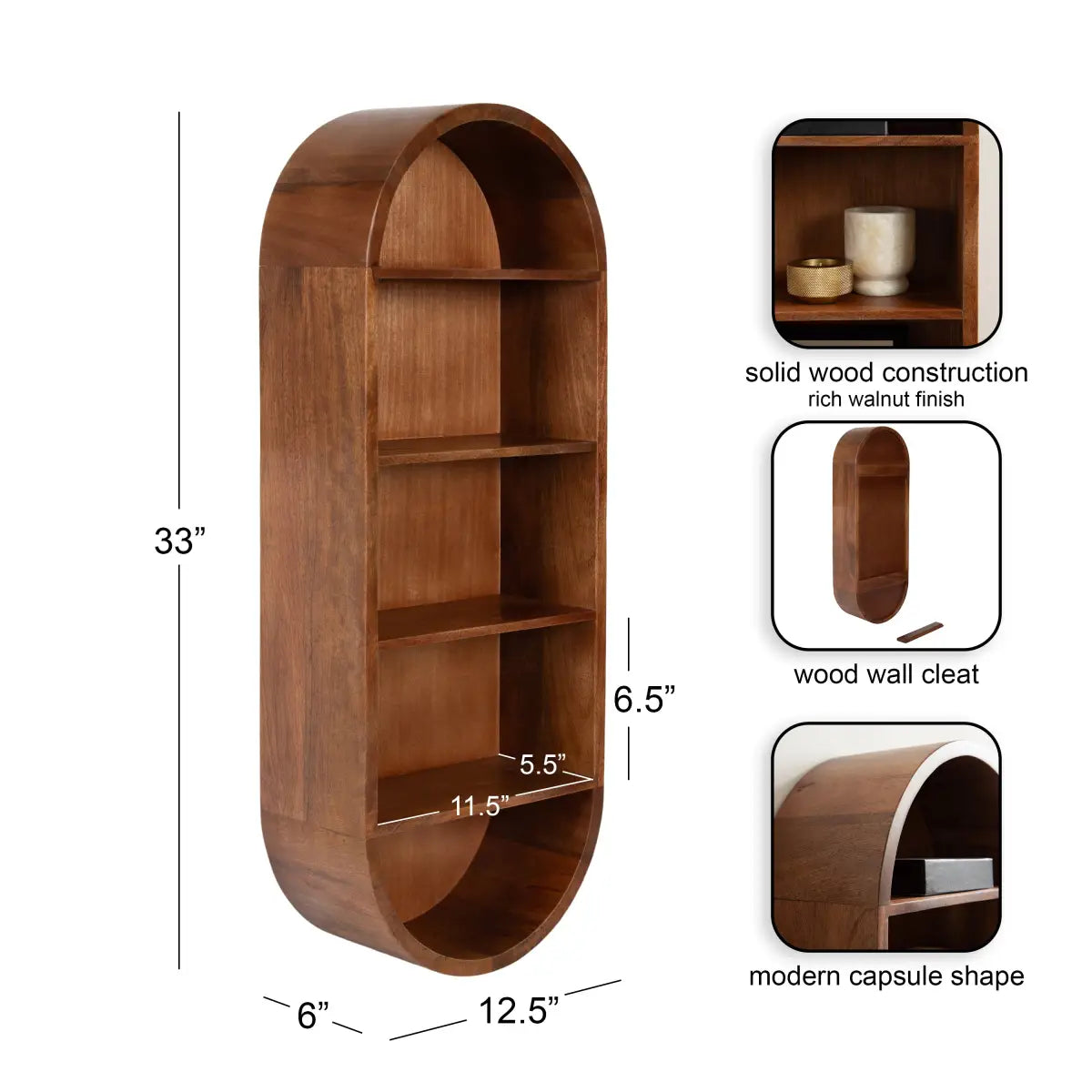 Hutton Wood Capsule Wall Shelf - kateandlaurel