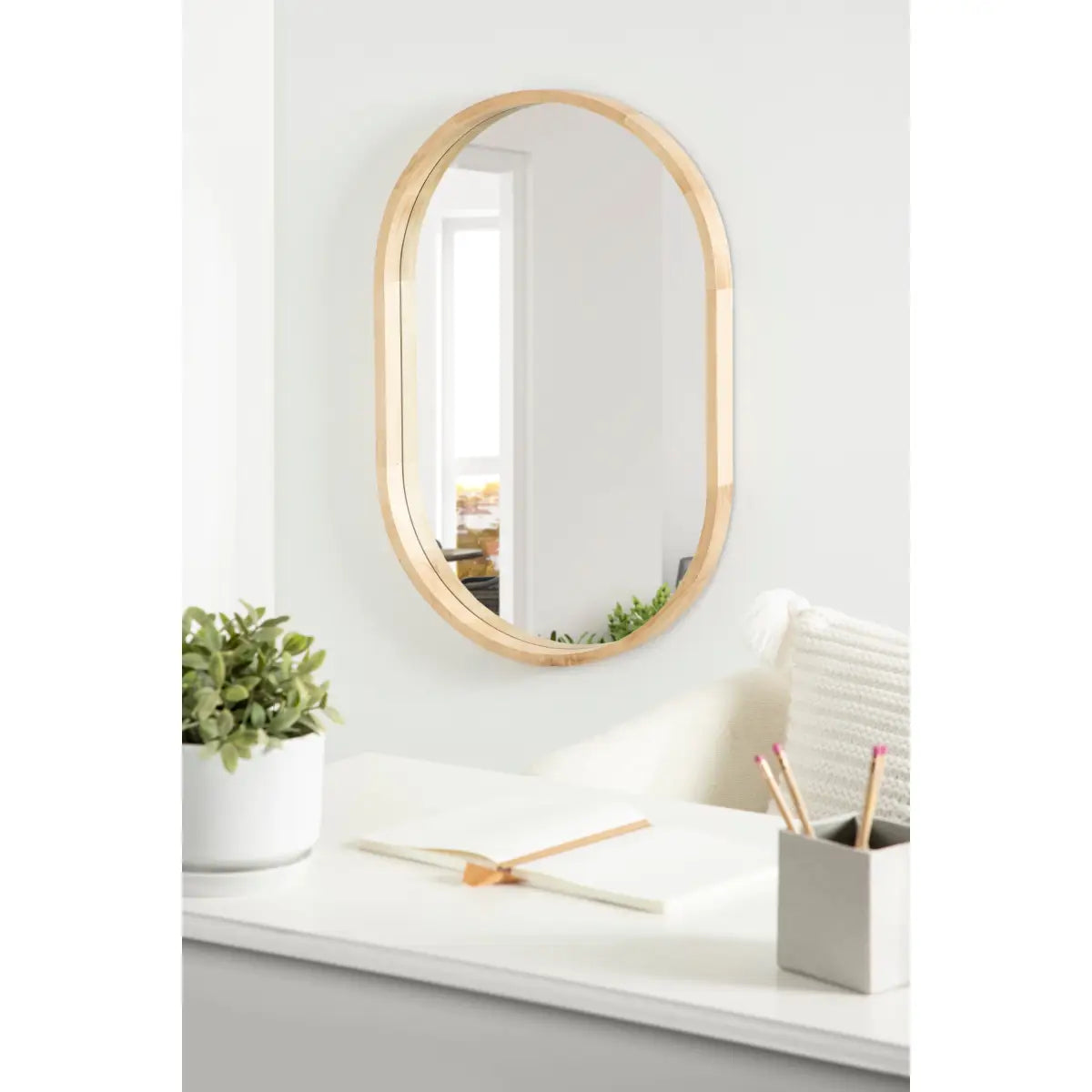Hutton Wood Framed Capsule Mirror - kateandlaurel