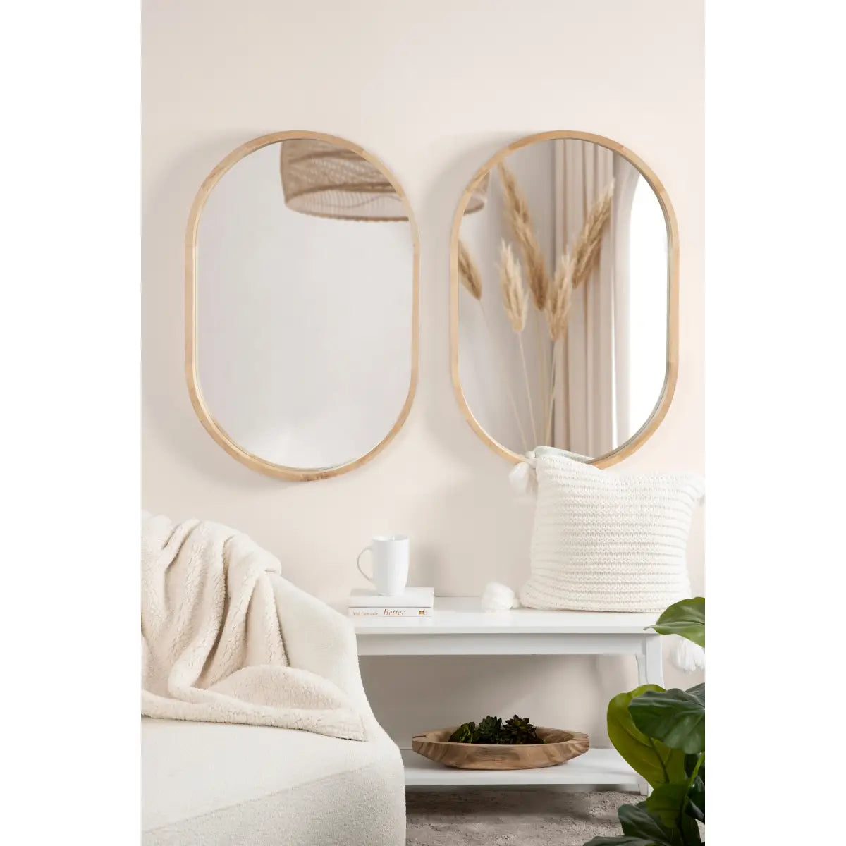 Hutton Wood Framed Capsule Mirror - kateandlaurel
