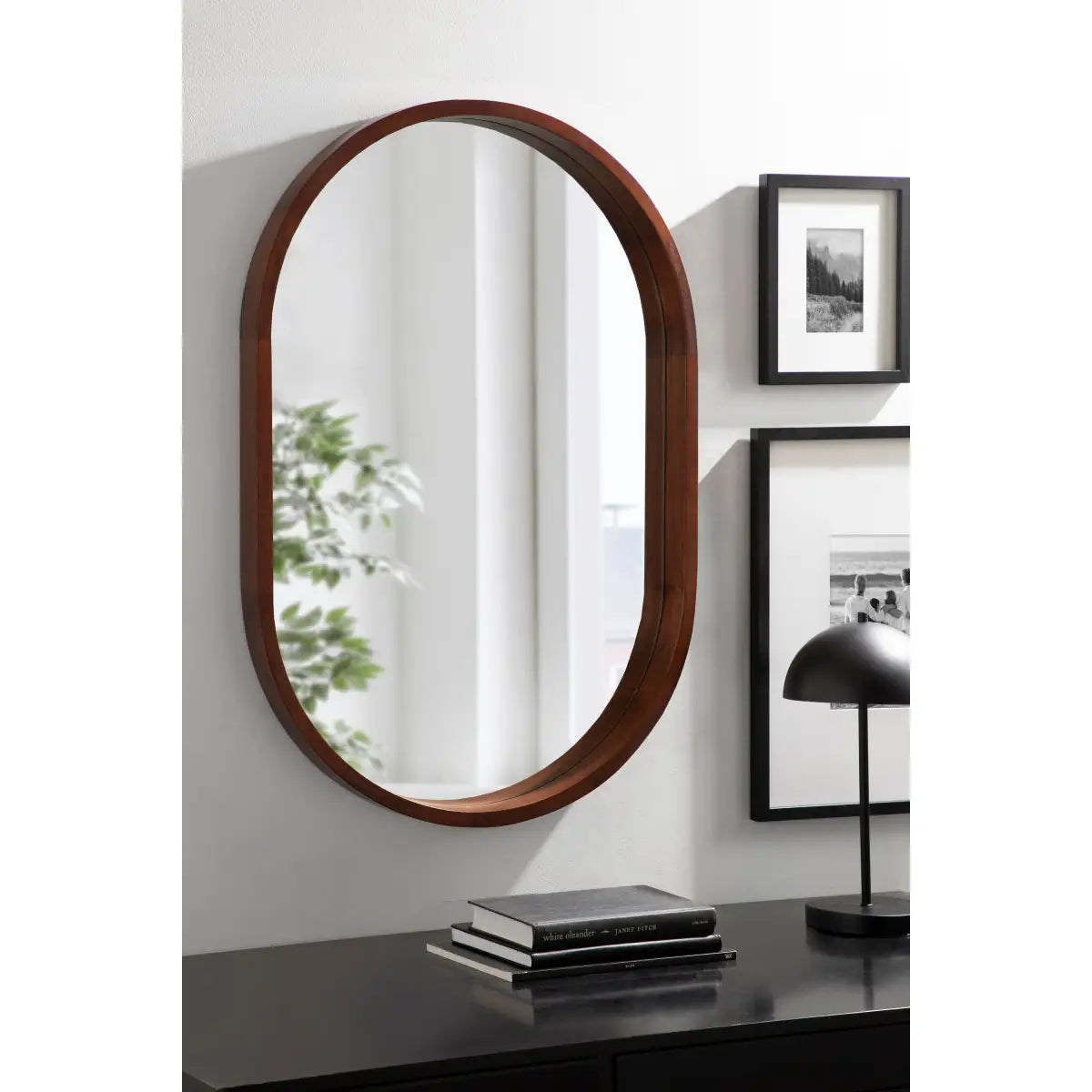 Hutton Wood Framed Capsule Mirror - kateandlaurel
