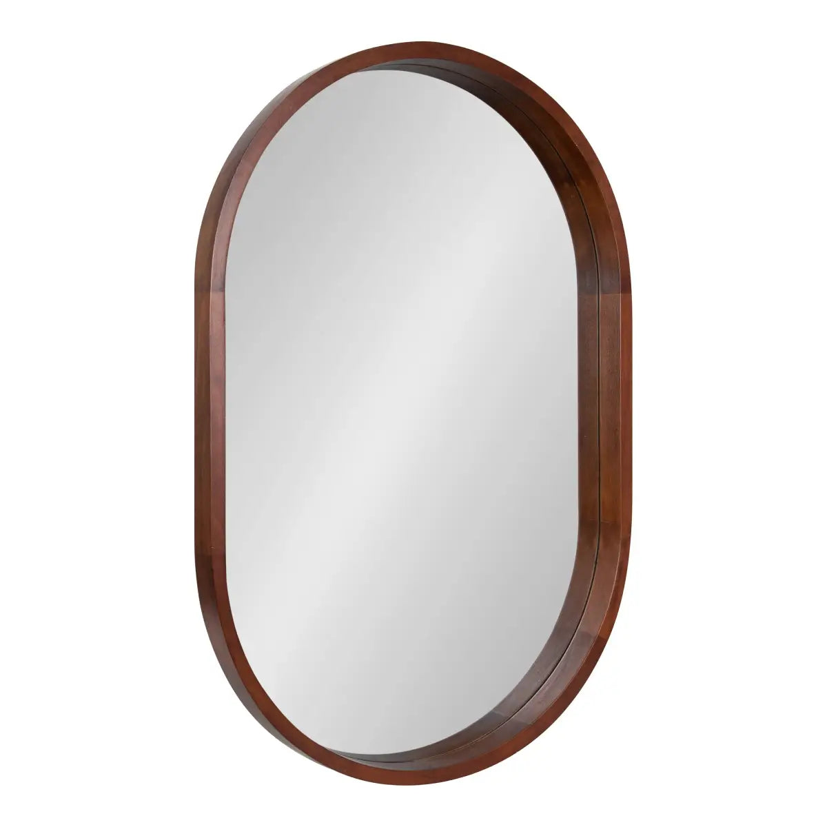 Hutton Wood Framed Capsule Mirror - Walnut Brown - kateandlaurel
