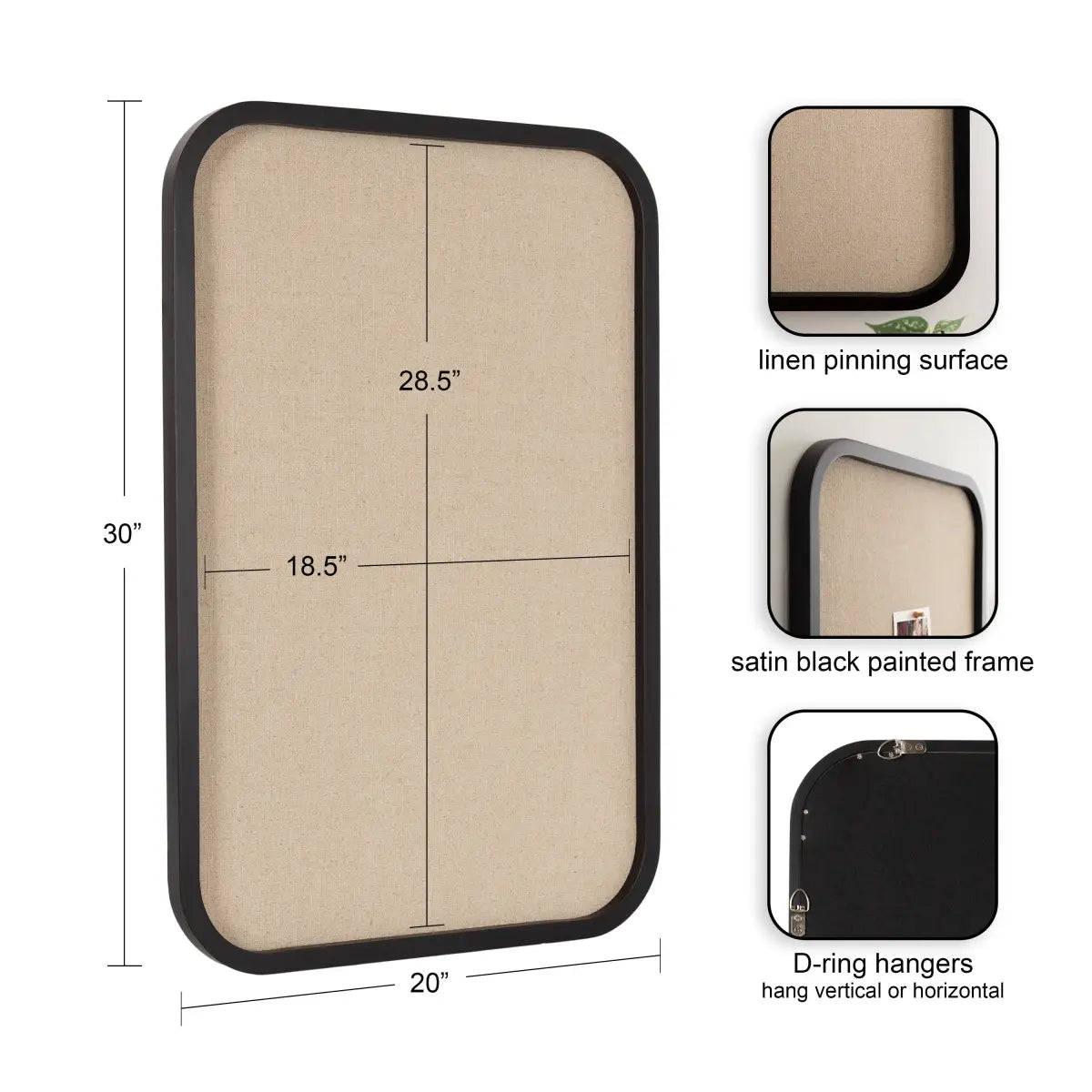 Hutton Framed Pinboard or Bulletin Board - kateandlaurel