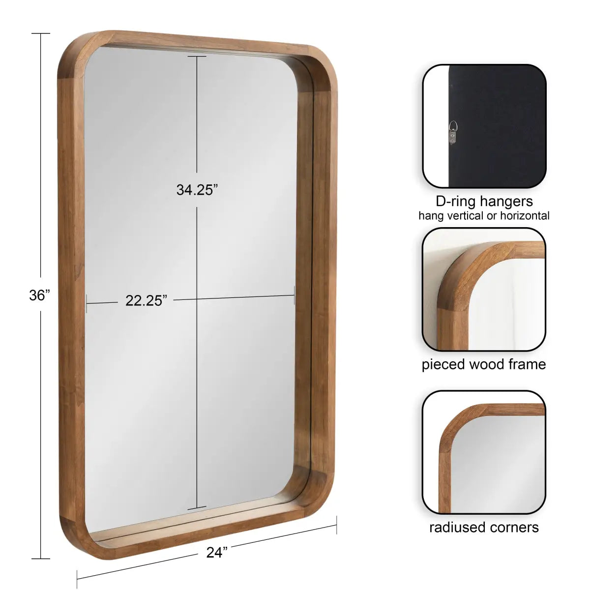 Hutton Rounded Rectangle Wood Mirror - kateandlaurel