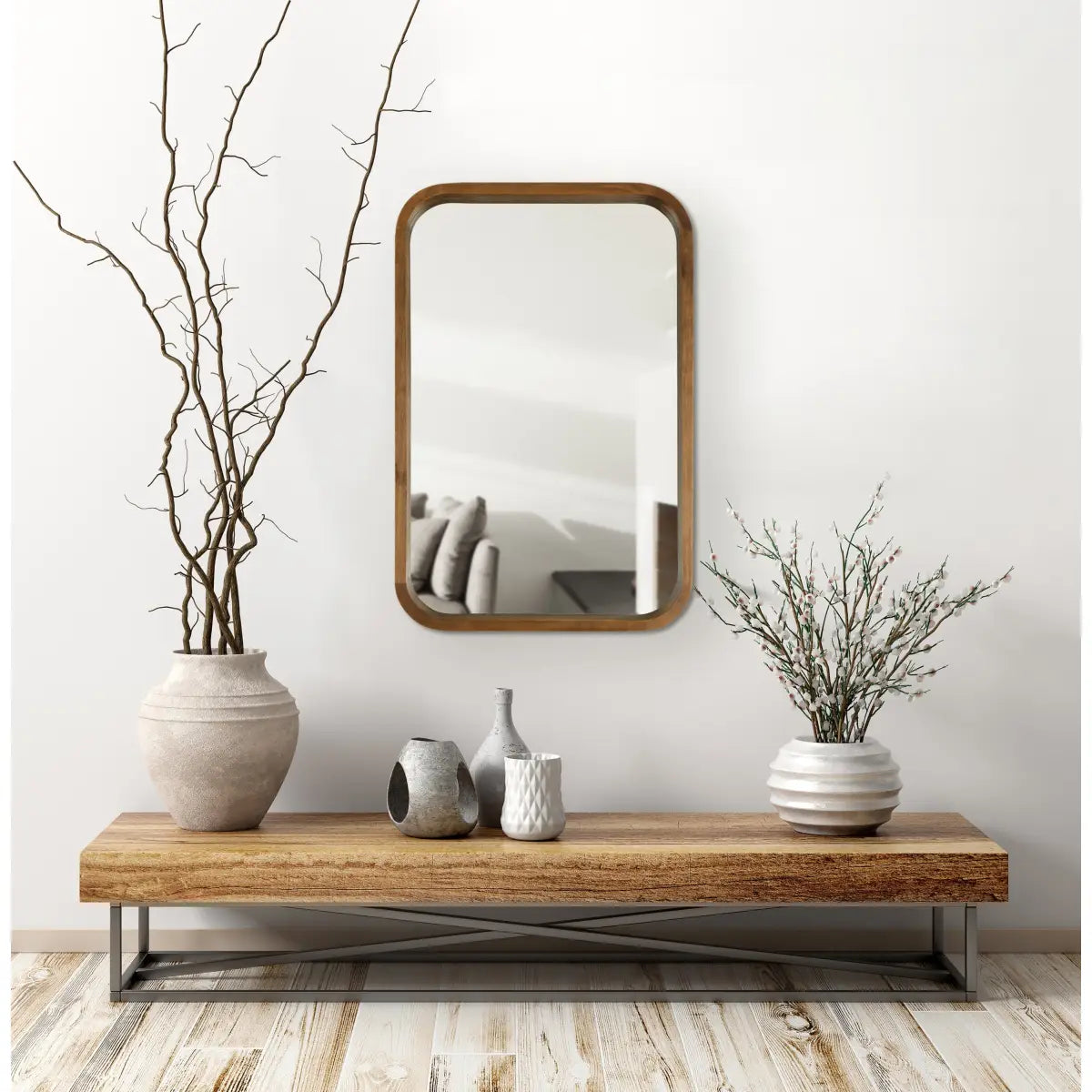 Hutton Rounded Rectangle Wood Mirror - kateandlaurel