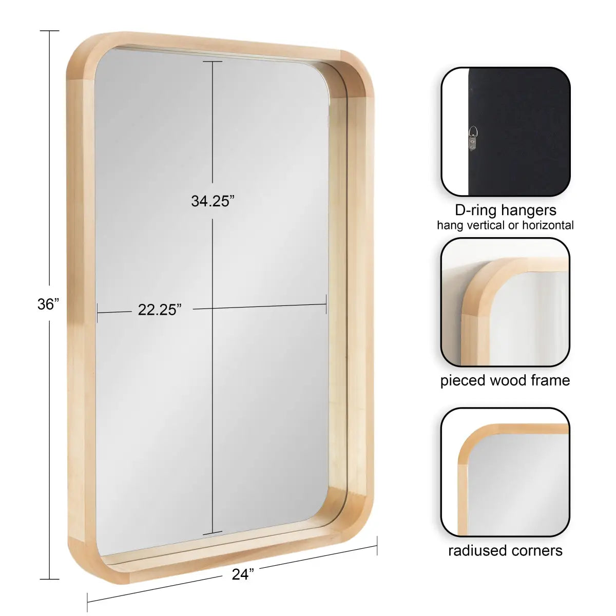 Hutton Rounded Rectangle Wood Mirror - kateandlaurel