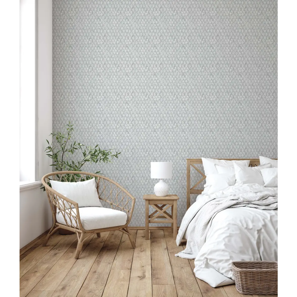 Hyacinth Wallpaper - Simple Floral Geometric - by Bloomery Decor - Loomwell Home Goods