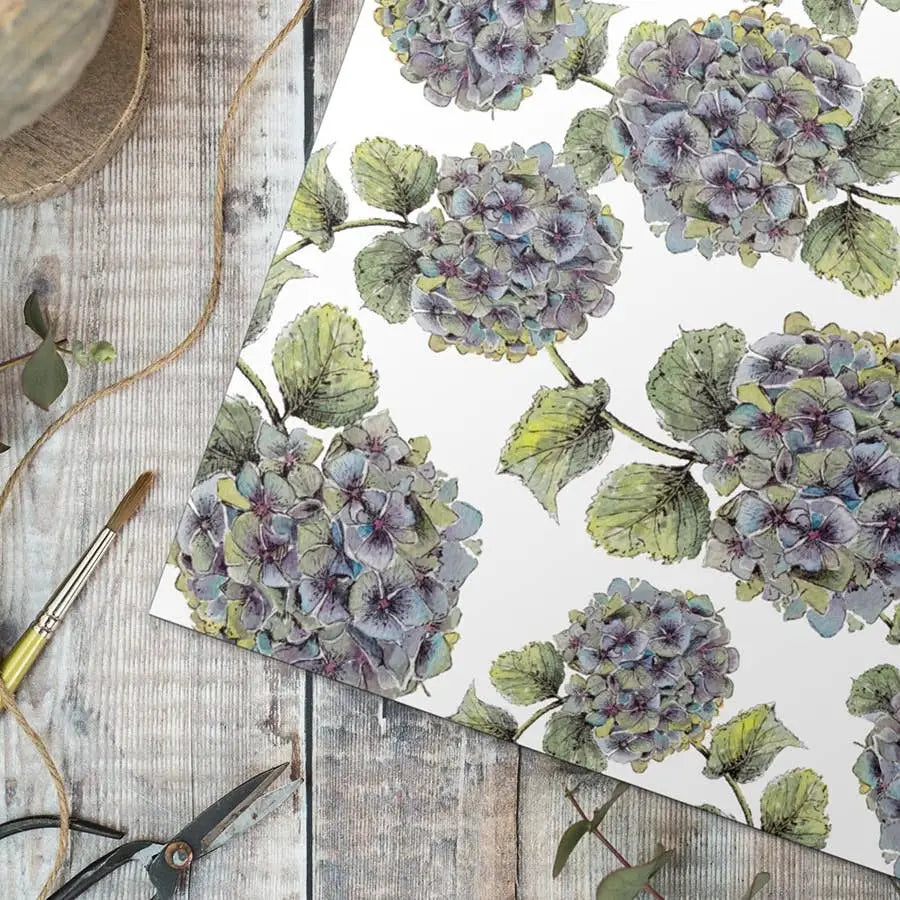 Hydrangea Pure Gift Wrap - Set of 3 Sheets - Toasted Crumpet (US Duties Paid)