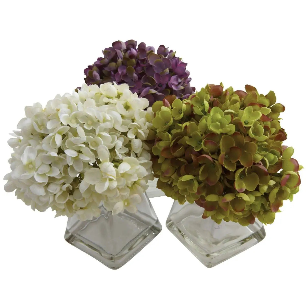 Hydrangea w/Vase (Set of 3) - Nearly Natural