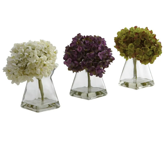 Hydrangea w/Vase (Set of 3) - Nearly Natural