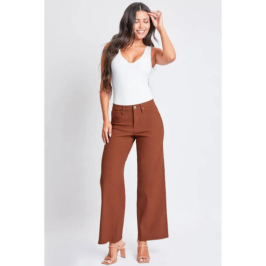 Wide Leg Pants - High Rise Stretch Copper Color - YMI