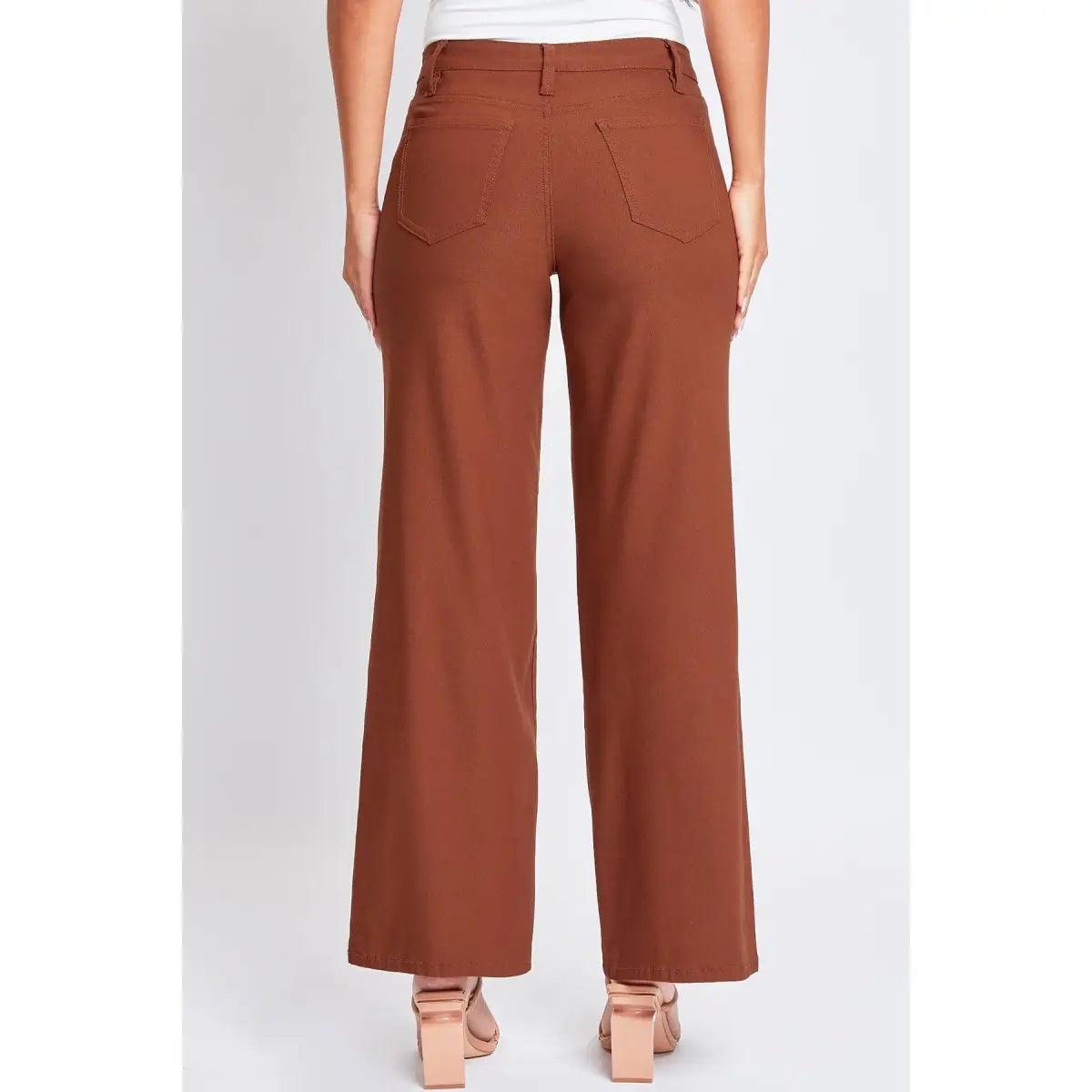 Wide Leg Pants - High Rise Stretch Copper Color - XL - YMI