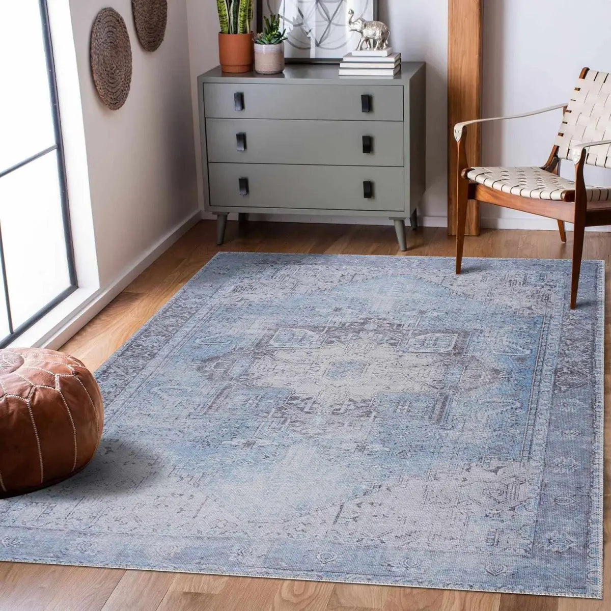 Ice Blue Nisa Washable Rug - Boutique Rugs