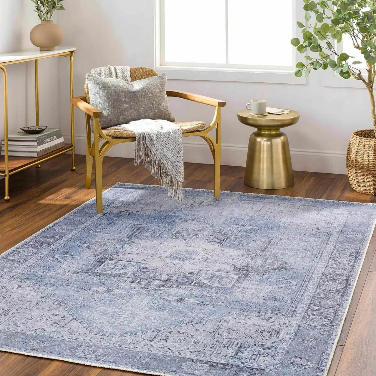 Ice Blue Nisa Washable Rug - Boutique Rugs