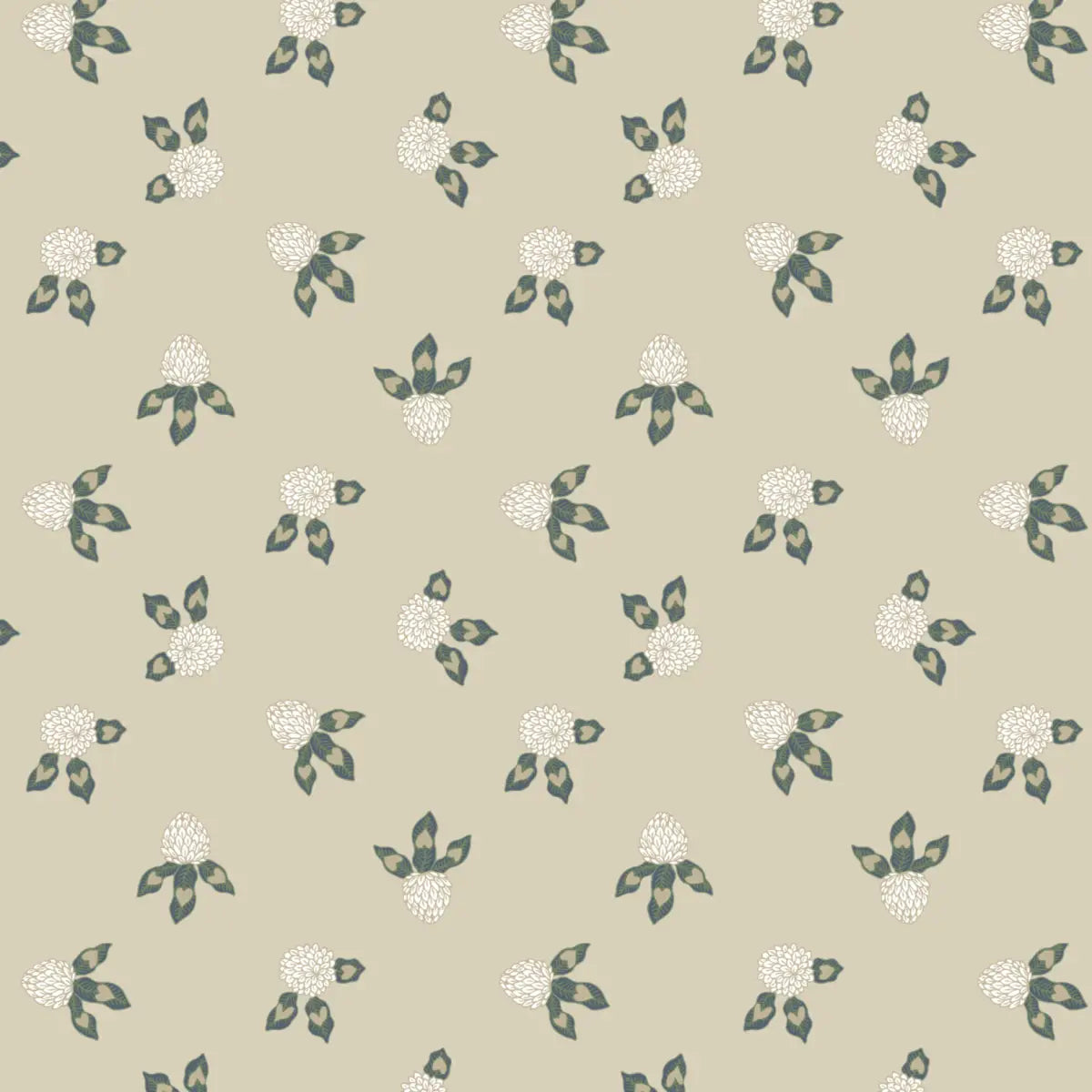 Idalie Wallpaper - Clover in Bloom - by Grateful Artsy Soul - Sample 1 foot by 1 foot / Cream - Loomwell Home Goods